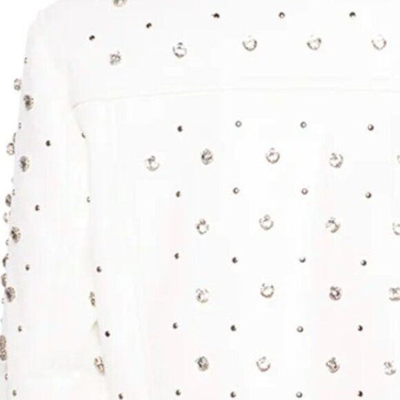 Callie Lives For The Win Azalea Wang White Rhinestone Moto Jacket M L XL - Picture 3 of 5